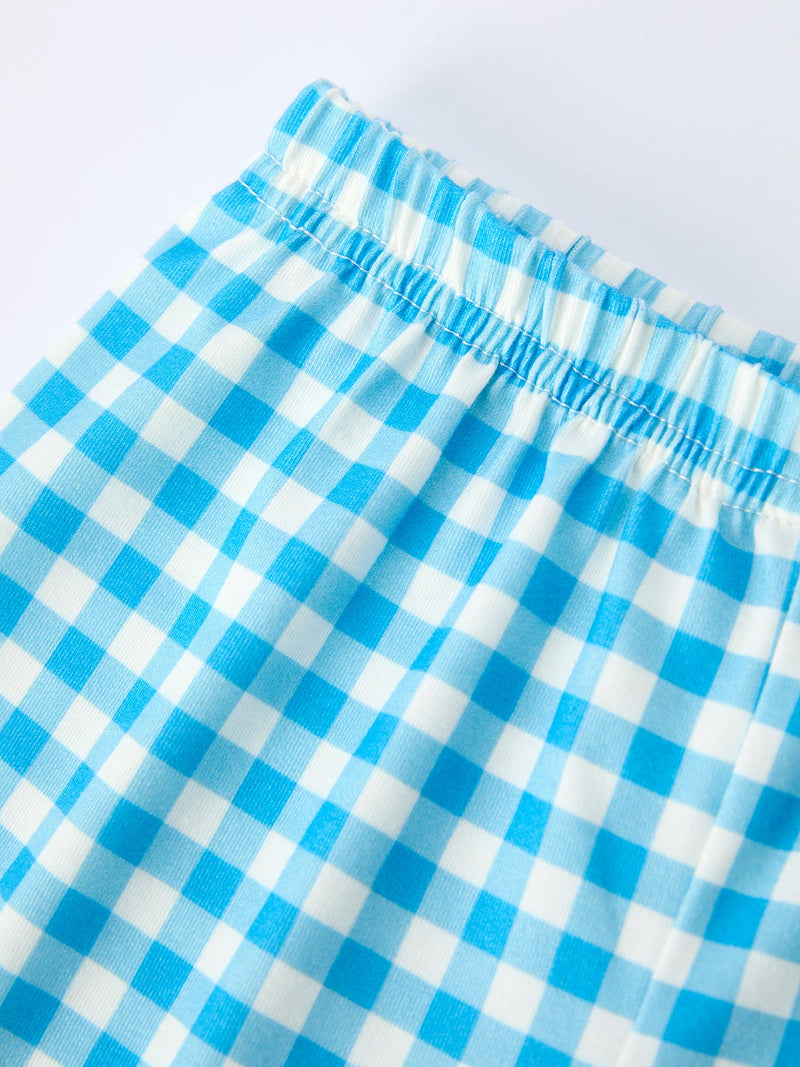 Fish Embroidery Smocking Plaid Boys'Set - 3
