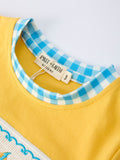Fish Embroidery Smocking Plaid Boys'Set - 4