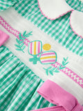 Spring Gingham Bow Ruffle Smocked Pickle Ball Girl Dress - 4