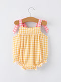Fish Embroidery Smocking Plaid Baby Girl Romper - 2