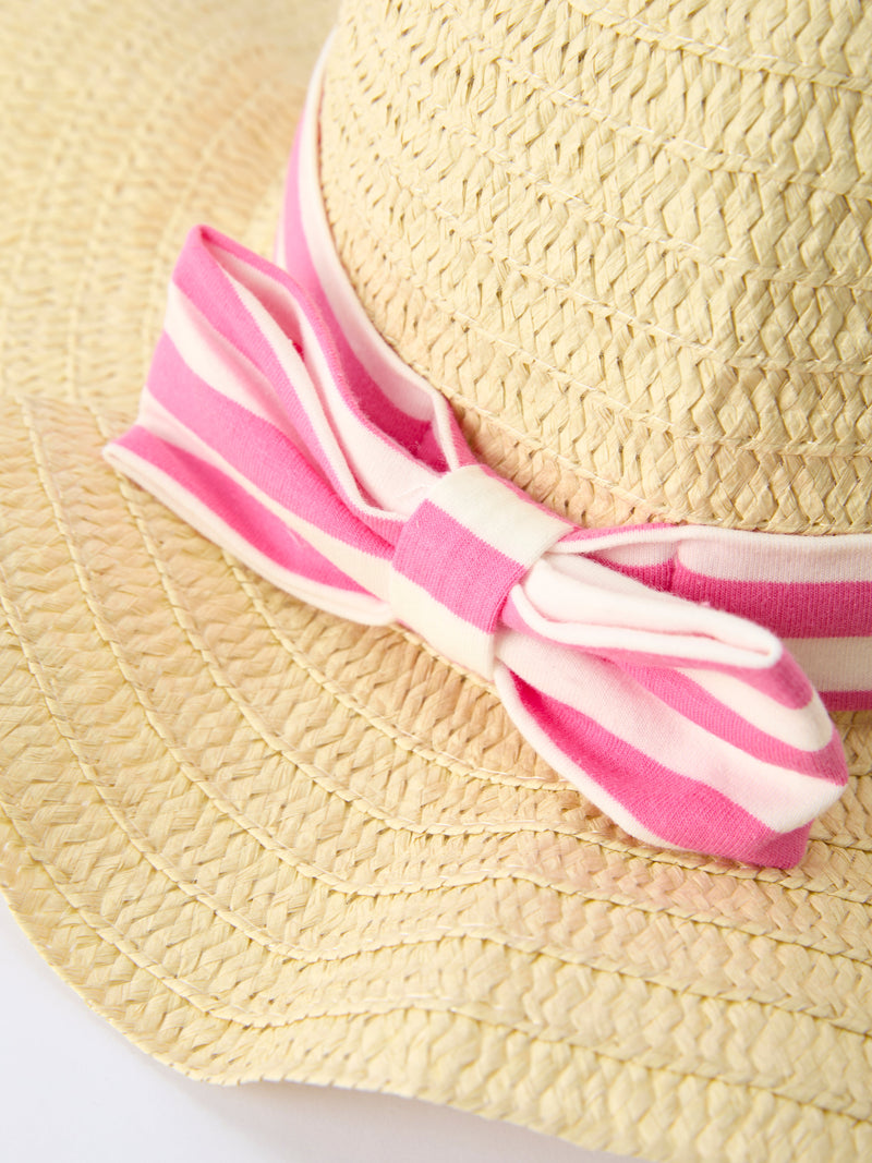 Spring  Pink Striped Ruffled Girls' Dress with Hat - 14