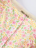 Spring Floral Girls Ruffle Dress With Bow Straw Hat Set - 9