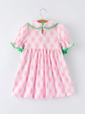 Spring Golf Embroidered Girls Smocked Bow Dress - 2