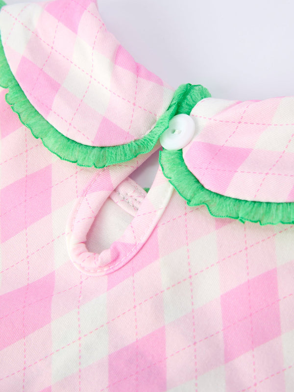 Spring Golf Embroidered Girls Smocked Bow Dress