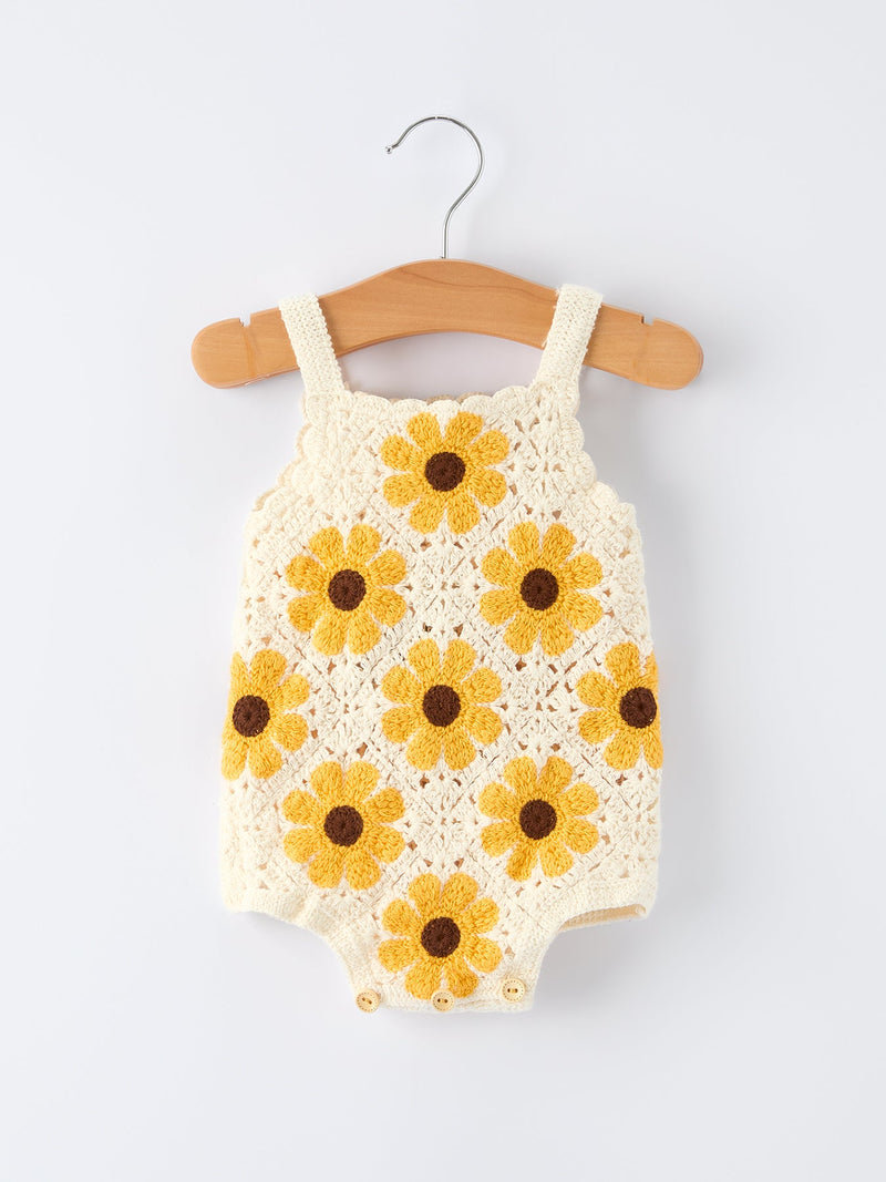 Summer Sunflower Baby Crochet Romper - 8