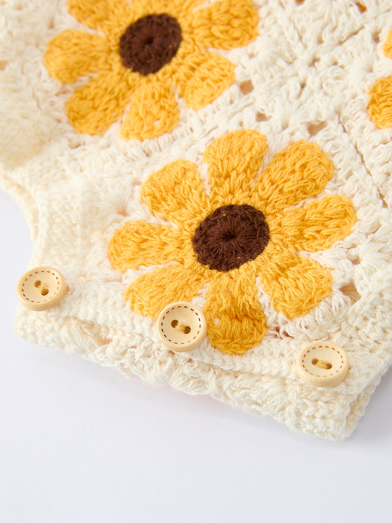 Summer Sunflower Baby Crochet Romper - 11