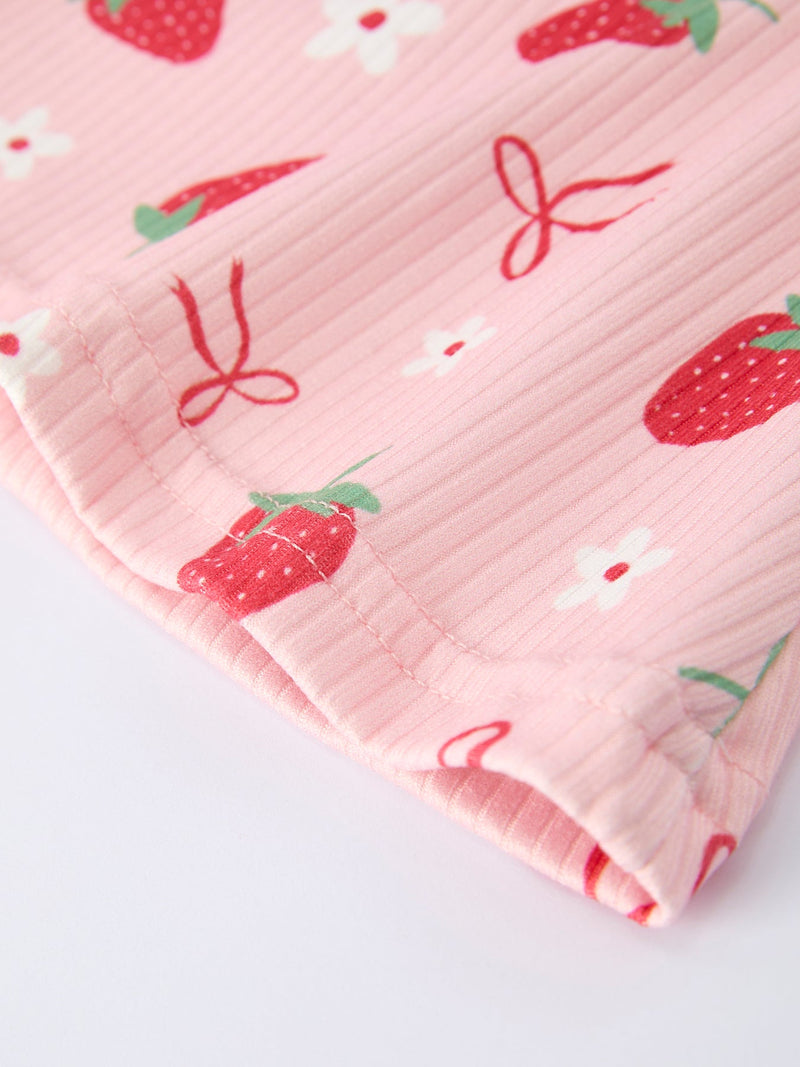 Strawberry Bow Girls Ruffle Top and Bell Bottoms Set - 8