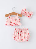 Strawberry Bow Baby Girls Short Sleeves Bloomer Set - 2