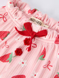 Strawberry Bow Baby Girls Short Sleeves Bloomer Set - 4