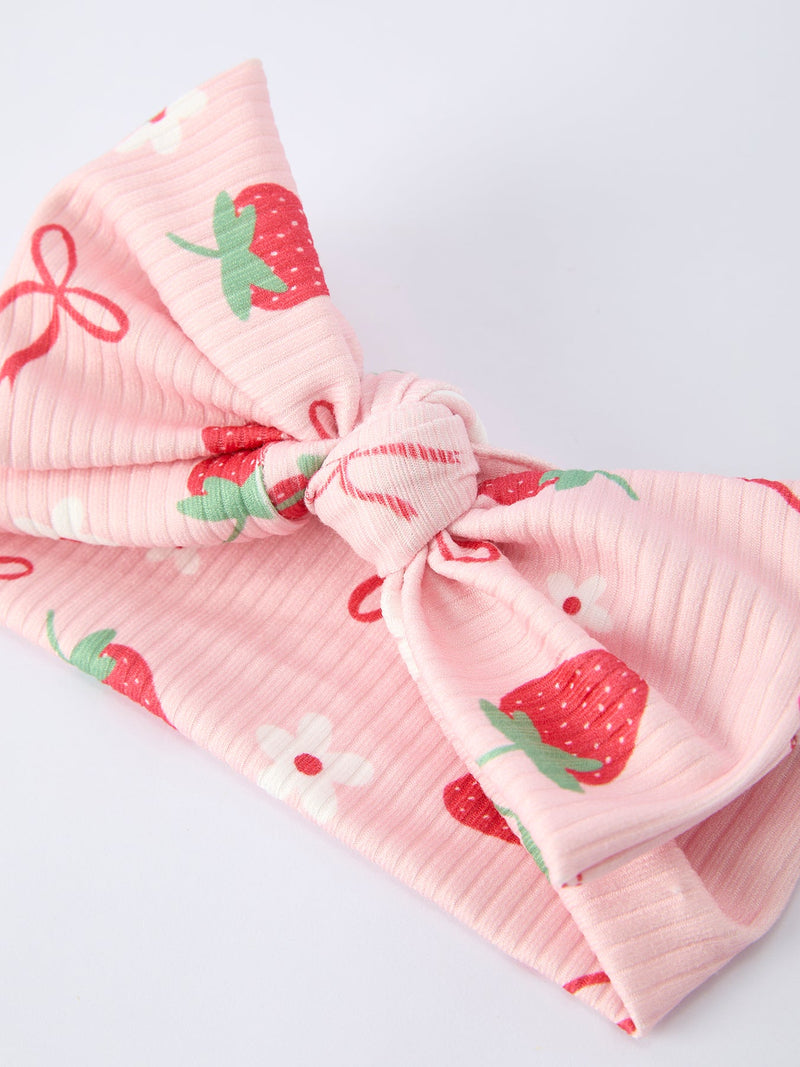Strawberry Bow Baby Girls Short Sleeves Bloomer Set - 5