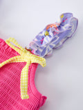 Summer Floral Girls Bow Ruffle Smocked Dress - 3