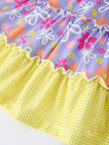 Summer Floral Girls Bow Ruffle Smocked Dress - 4