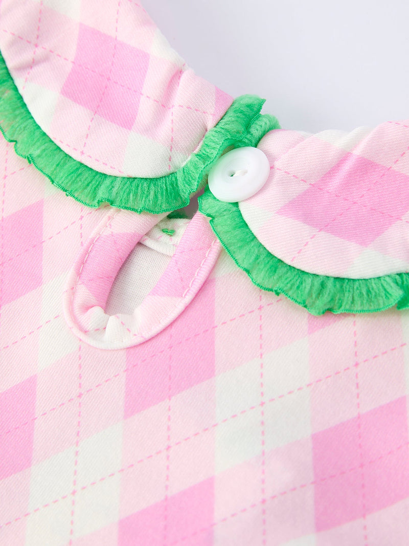 Spring Golf Embroidered Baby Girls Smocked Bow Bloomer Set - 3