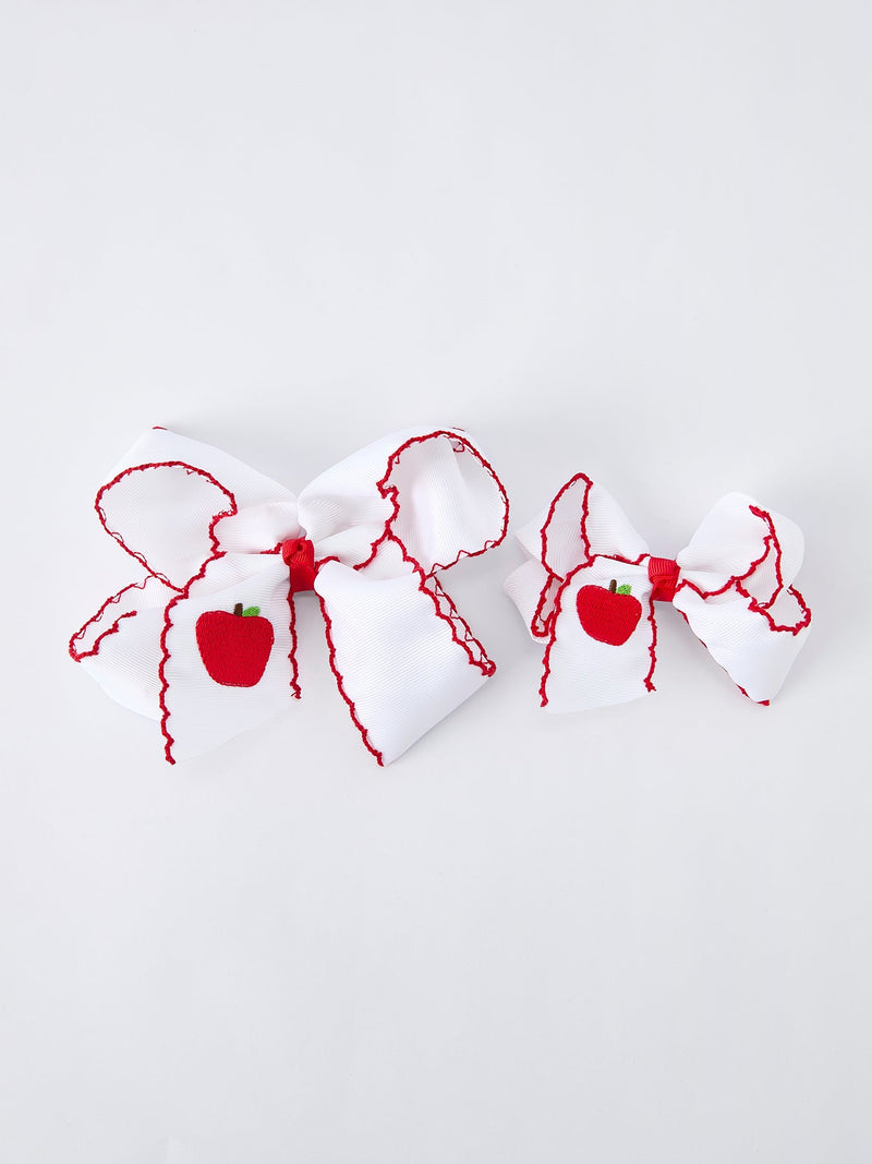 Back-to-school Apple Applique Girls Hairpin 4 Inches/6.25 inches - 3