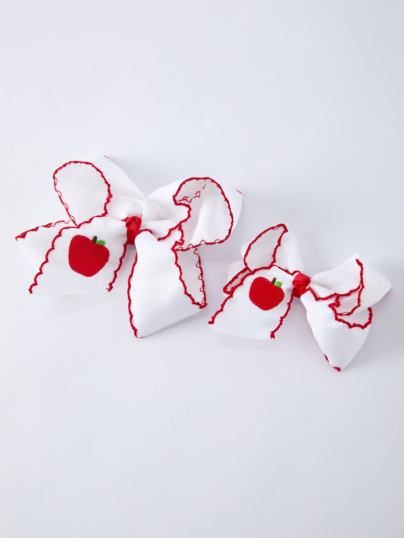 Back-to-school Apple Applique Girls Hairpin 4 Inches/6.25 inches - 2