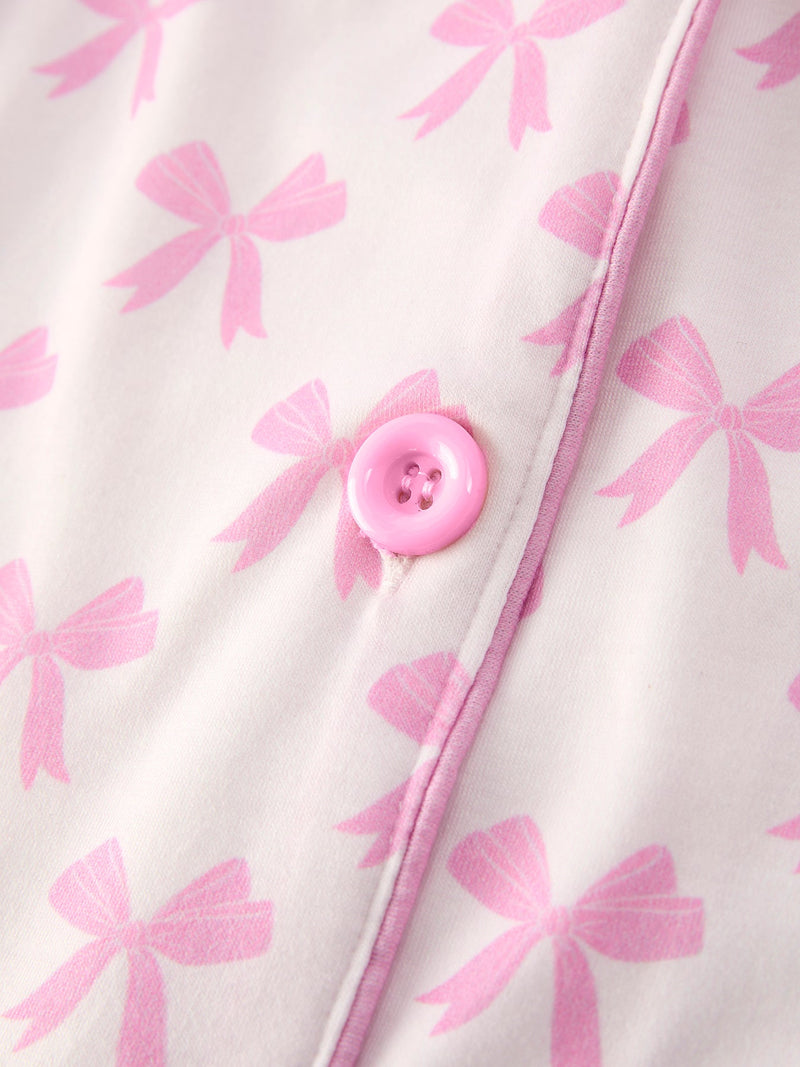 Mommy & Me Pink Bow Print Ruffle Pajama Set - 11