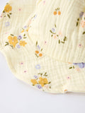 Floral Smocked Baby Romper with Matching Hat - 4