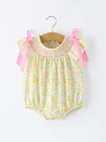 Spring Floral Smocked Baby Girl Romper - 1