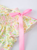 Spring Floral Smocked Baby Girl Romper - 3