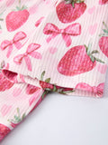 Summer Strawberry Bow Girls Short Sleeve Dress - 11