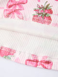 Summer Strawberry Bow Girls Short Sleeve Dress - 12
