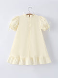 Embroidered Lace Girls' Short-sleeved Dress - 7