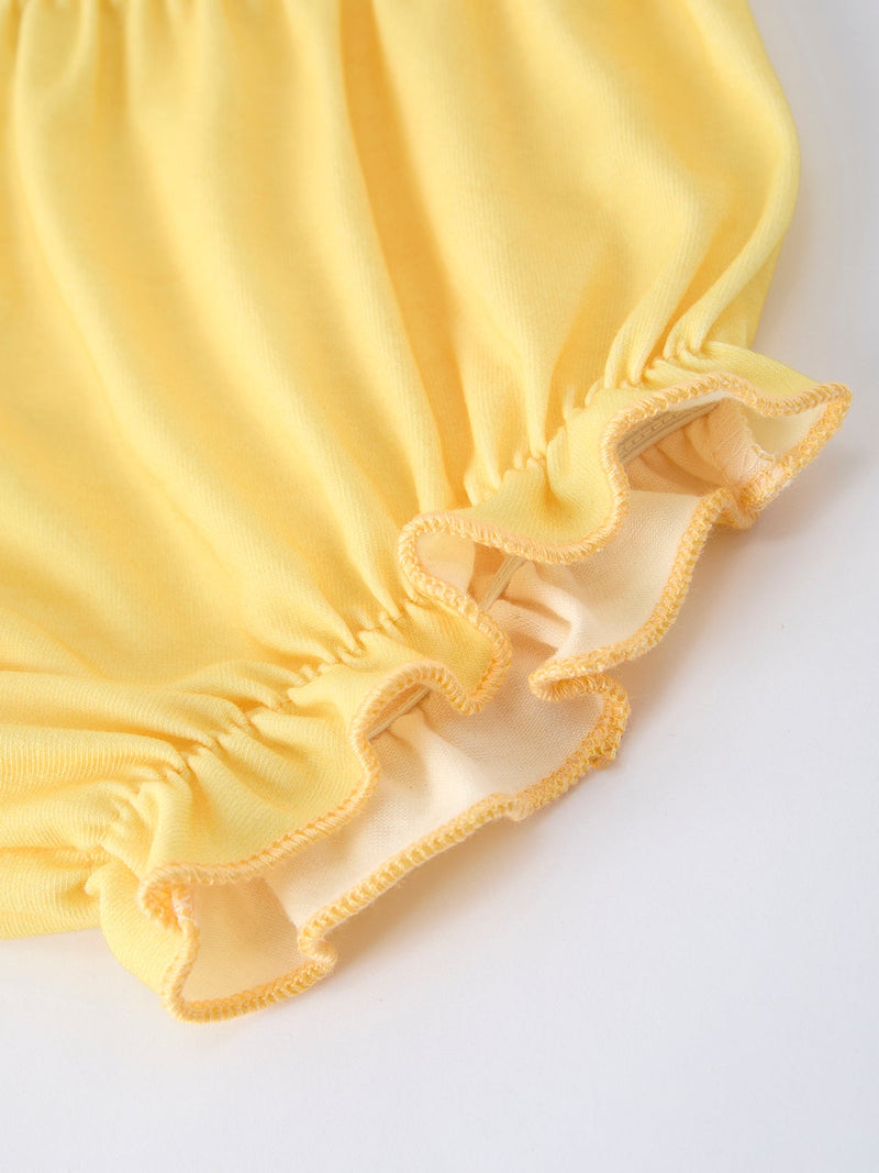 Summer Lemon Print Girls Puff Sleeve Bloomer Set - 3