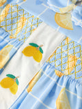 Summer Lemon Print Girls Puff Sleeve Bloomer Set - 4