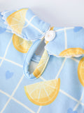 Summer Lemon Print Girls Puff Sleeve Bloomer Set - 5