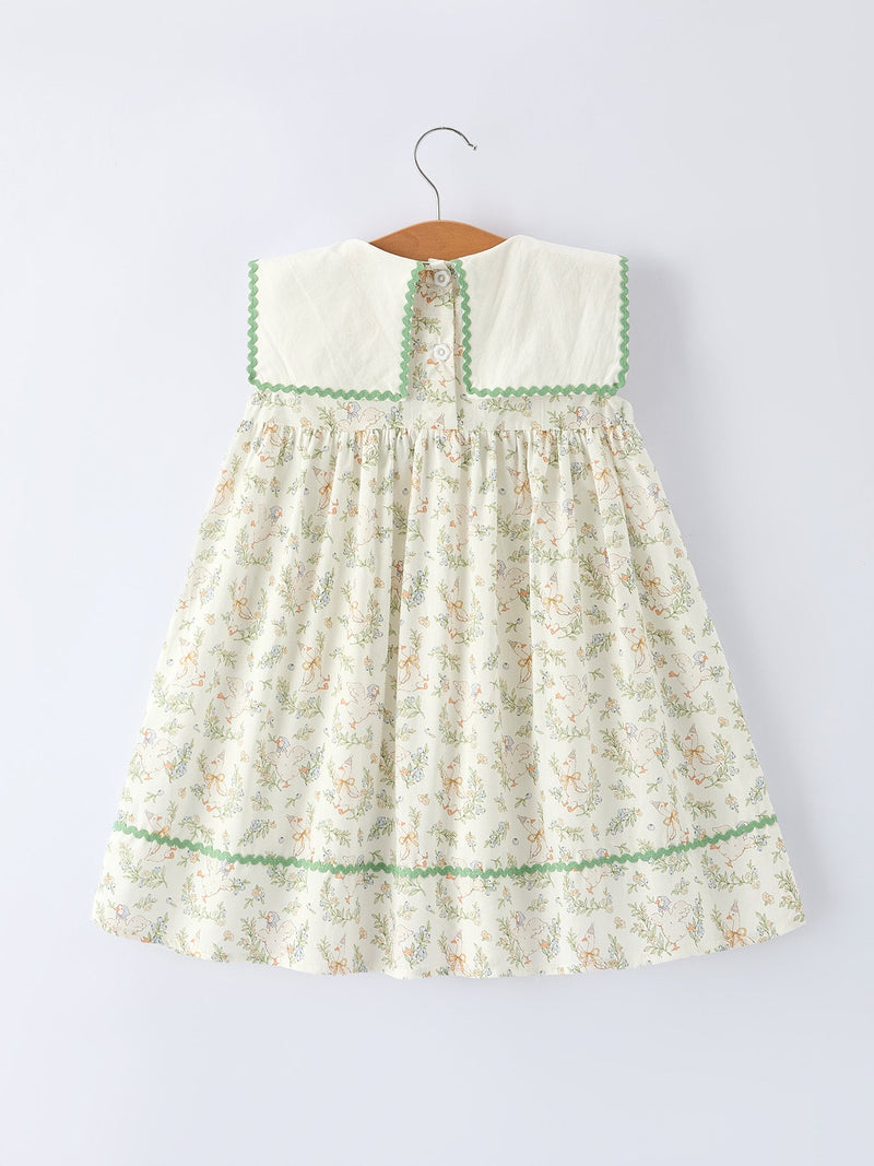 Vintage Floral Duck Embroidery Spring Girl Dress - 2