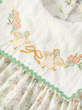 Vintage Floral Duck Embroidery Spring Girl Dress - 3