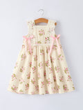 Lace-trimmed Bow Girls' Dress-Pink/Blue - 2
