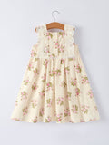 Lace-trimmed Bow Girls' Dress-Pink/Blue - 3