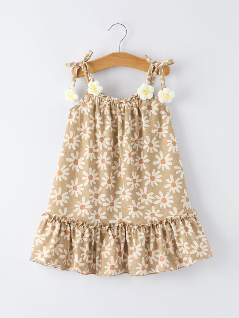 Floral Daisy Girl Spaghetti Strap Dress - 1