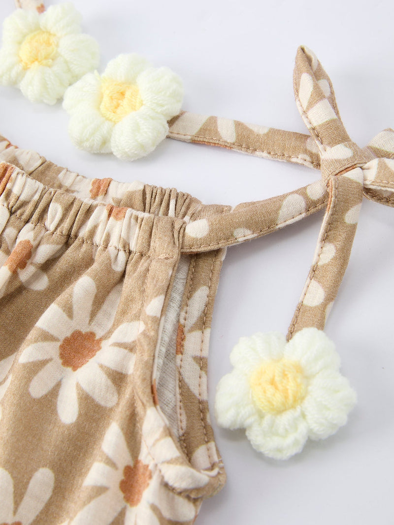 Floral Daisy Girl Spaghetti Strap Dress - 3