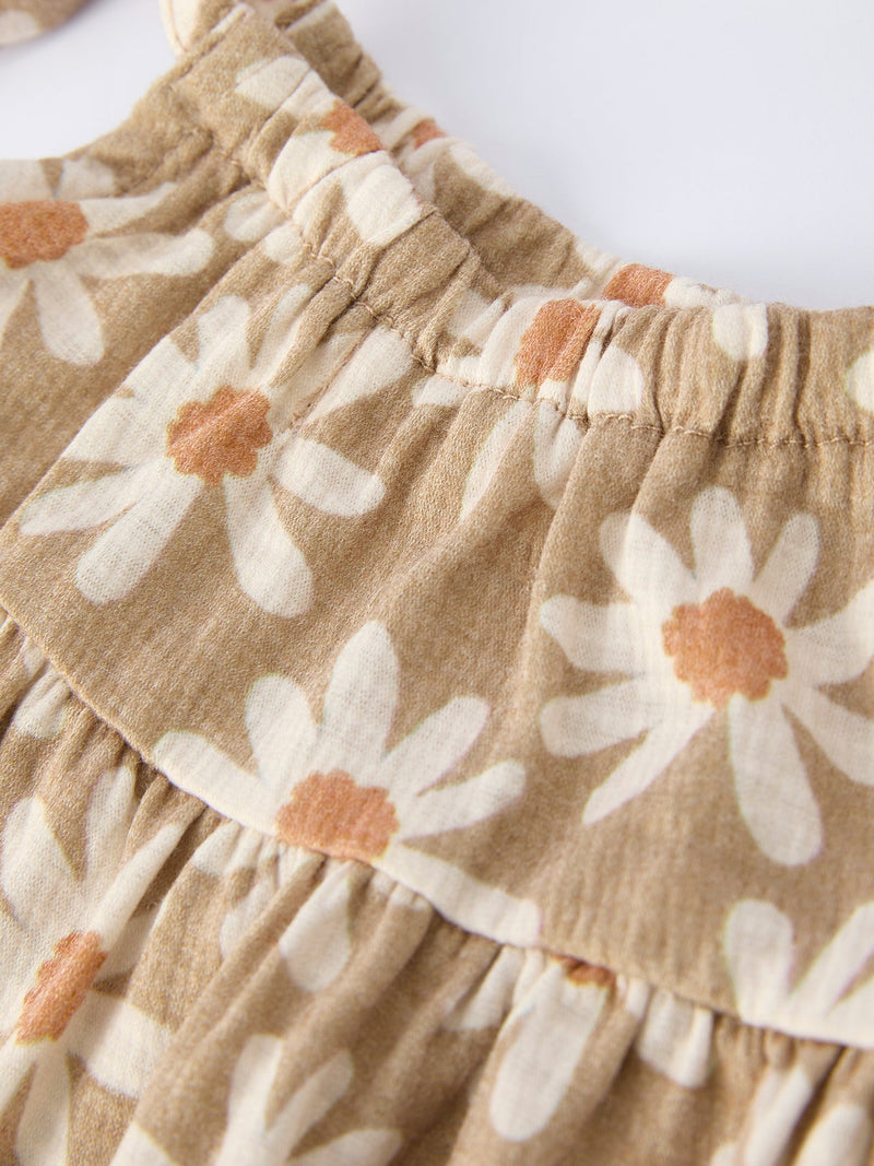 Floral Daisy Baby Girl Spaghetti Strap Romper - 5