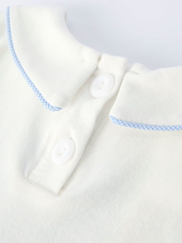 Blue Smocked Christ Bishop Christening Baby Boy Bloomer Set