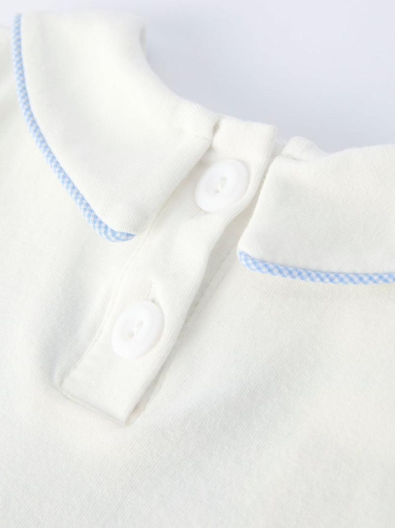 Blue Smocked Christ Bishop Christening Baby Boy Bloomer Set - 6