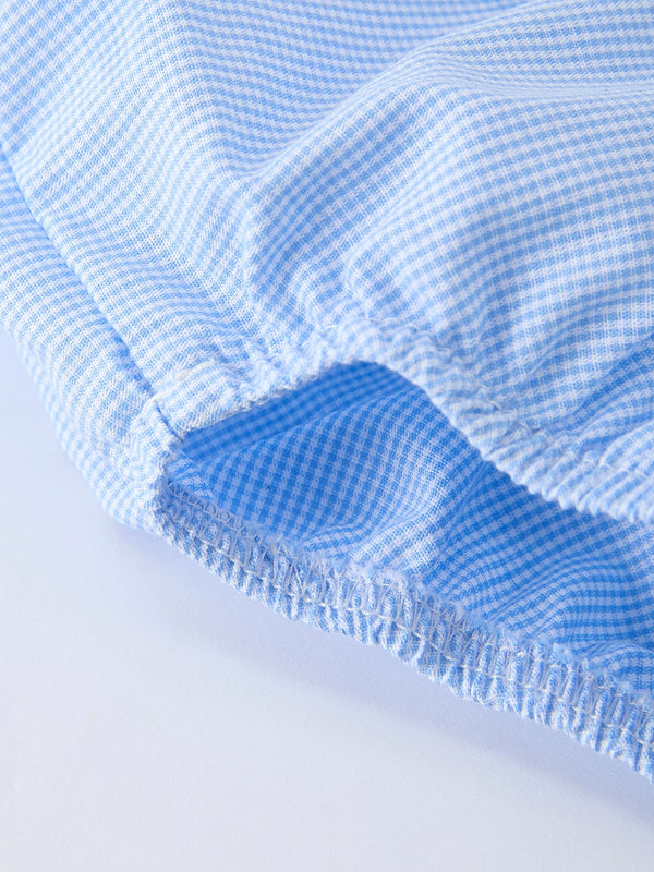 Blue Smocked Christ Bishop Christening Baby Boy Bloomer Set