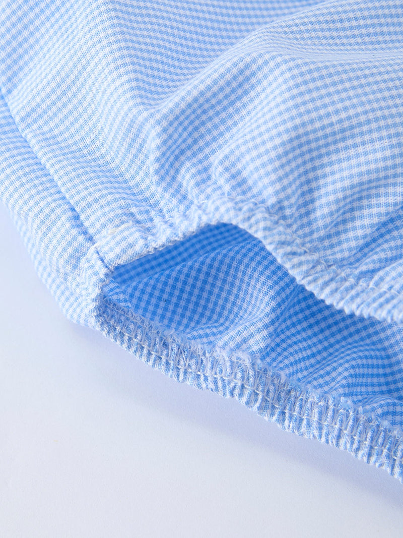 Blue Smocked Christ Bishop Christening Baby Boy Bloomer Set - 7
