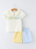 "Jesus Loves Me "Embroidered Toddler Boys'Set - 6