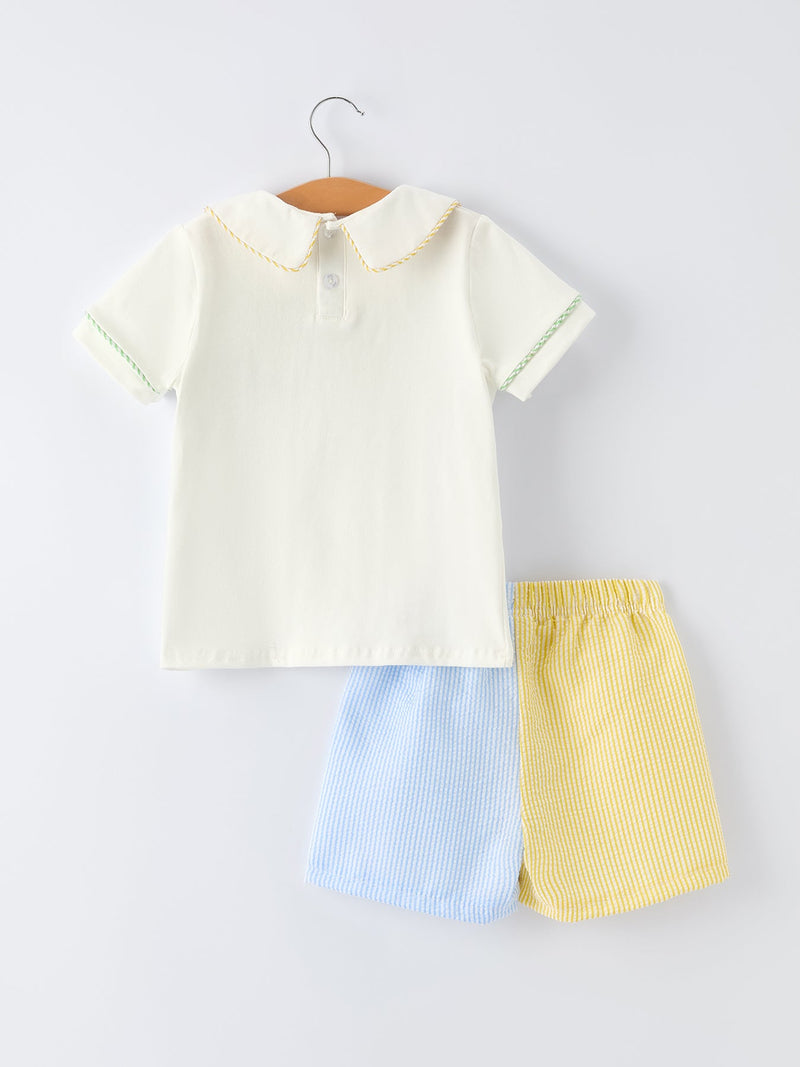 "Jesus Loves Me "Embroidered Toddler Boys'Set - 7