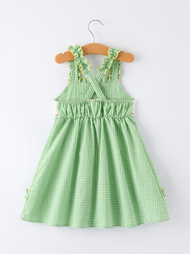 Spring Turtle Smocked Baby Girls Dress - 2