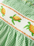Spring Turtle Smocked Baby Girls Dress - 4