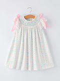 Girl Bow Stripe Smocked Dress - 1