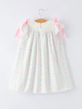 Girl Bow Stripe Smocked Dress - 2