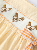 Farm Girl Chicken Smocked Bow Ruffle Dress - 4