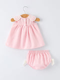 Pink Smocked Church Christ Bishop Christening Baby Girls Bloomer Set - 2