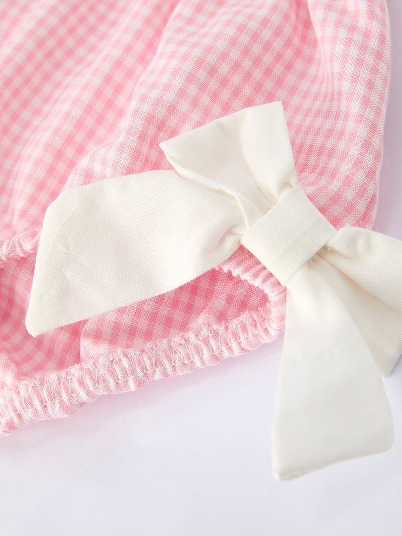 Pink Smocked Church Christ Bishop Christening Baby Girls Bloomer Set - 3