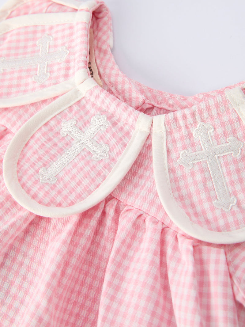 Pink Smocked Church Christ Bishop Christening Baby Girls Bloomer Set - 4